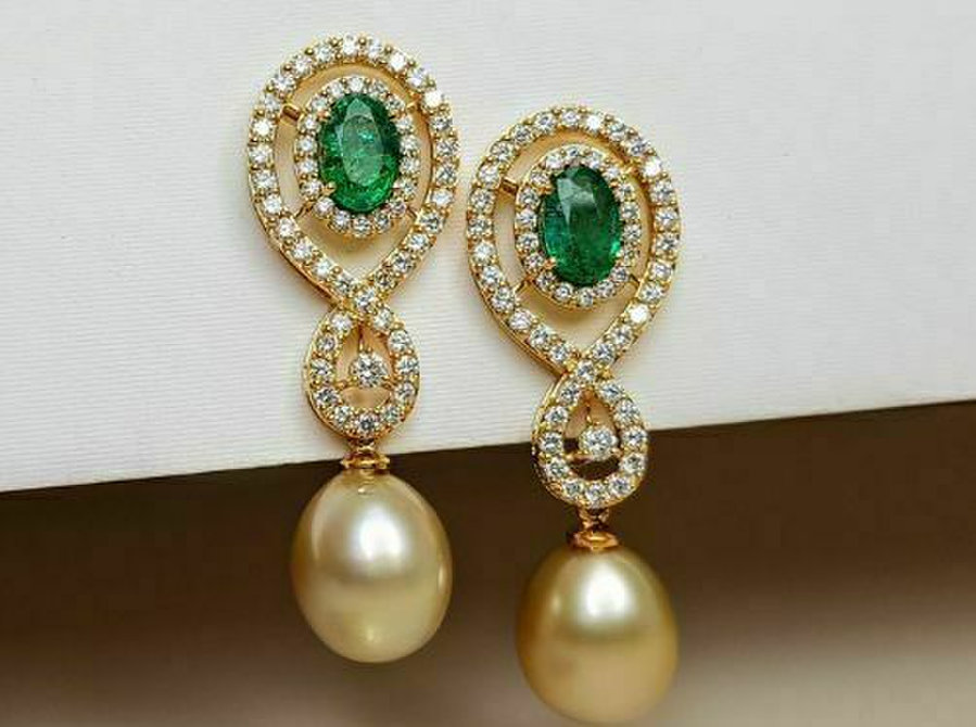 Emerald And Diamond Earrings - Clothing/Accessories