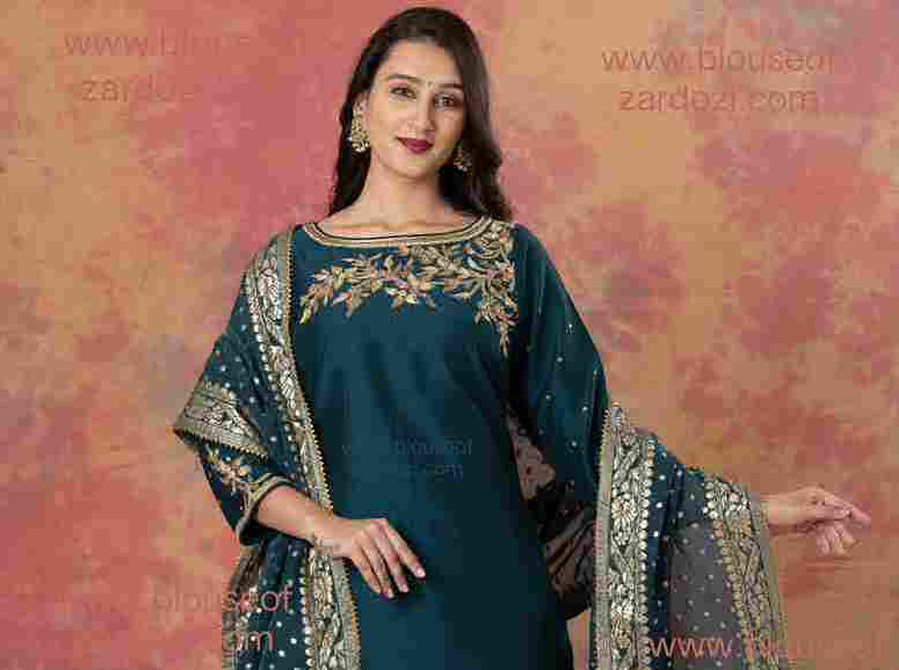 Royal Blue Elegance: Blue Zardozi Perl Work Salwar Suit - Clothing/Accessories